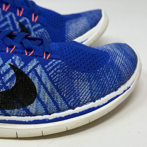 Nike Free 4.0 Flyknit Sneakers Womens 12 Blue Running Shoes Racer Barefoot - Picture 4 of 16